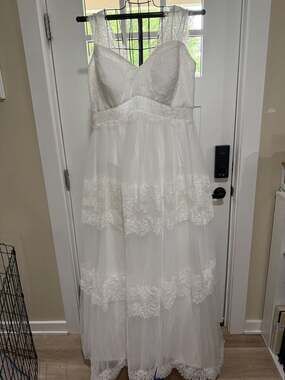BHLDN Rayne V-Neck Tiered Lace Wedding Gown